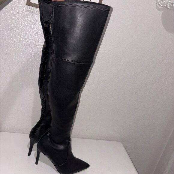 Guess Bowey Black Women's Over the Knee Vegan Stiletto Heels Boots - Picture 6 of 11